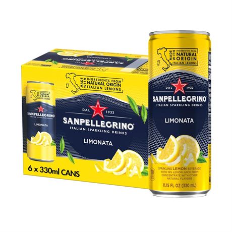 Sanpellegrino Italian Sparkling Lemon Limonata Beverage, 6 Pack, 66.9fl oz,