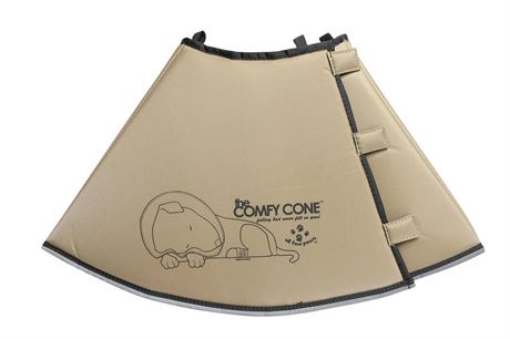 Comfy Cone Pet Cone for Dogs, Cats, Medium (Extra-Long), Tan - Comfortable Soft