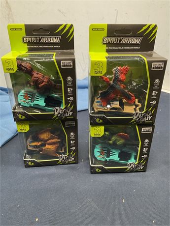 DINOBROS Dinosaur Toy Pull Back Cars 4 Pack Dino Toys for 3 Year Old Boys Girls