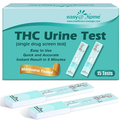 Easy@Home Marijuana Urine Drug Test Kit [15 Pack] - THC Tests for Home Use -