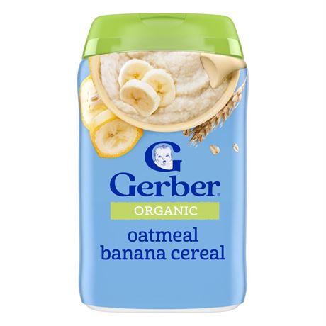Gerber 2nd Foods Organic for Baby Grain & Grow Oatmeal Baby Cereal, Banana, 8