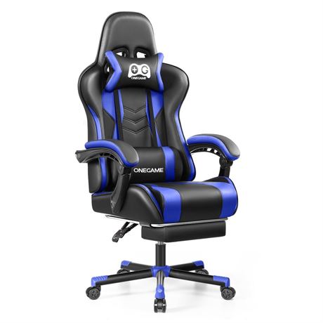 OneGame Gaming Chair with footrest, high Back Computer Chair, PU Leather