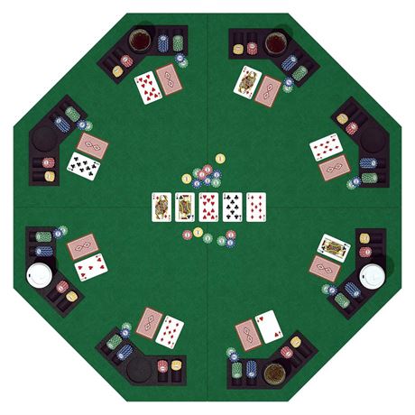 48 Inch Foldable Poker Table Top for 8 Players, Octagon Poker Table Topper with