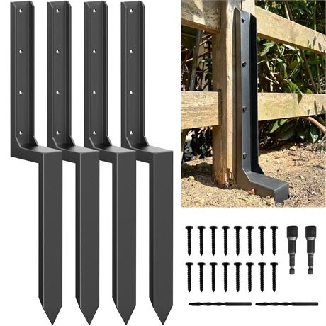 Thickened Fence Post Stakes, Fence Post Repair Stakes Kit, 4x4/6x6 Metal Fence