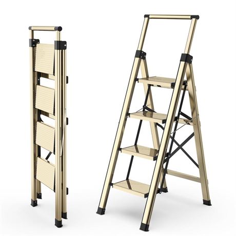 Hbtower Step Ladder 4 Step Ladder Folding Aluminum Step Ladder With Wide