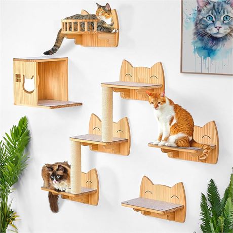 IDAE Cat Wall Shelves Set of 9, Cat Wall Furniture for Large Cats - Modern Cat