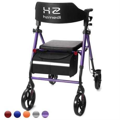 Walkers for Seniors, Purple Foldable Rollator Walker with Durable Aluminum,