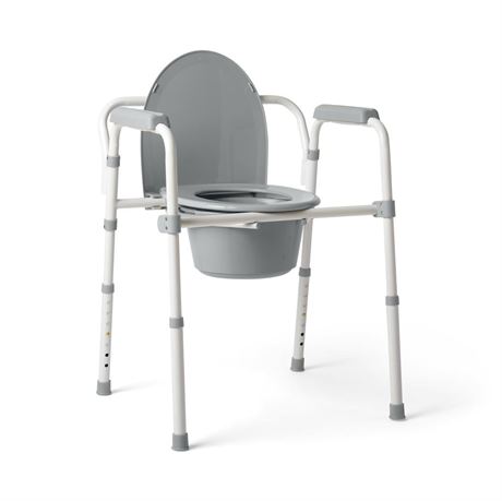 Medline 3-in-1 Steel Folding Bedside Commode, Commode Chair for Toilet is