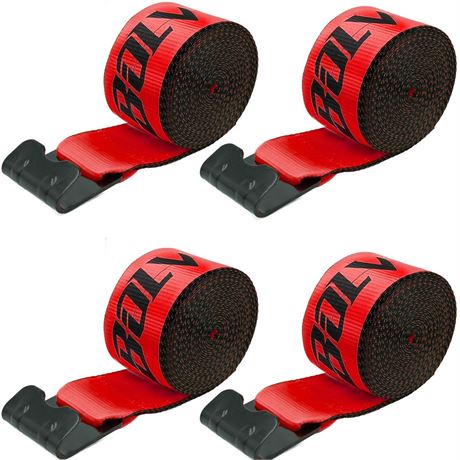 4 Pack 4" x30' Winch Straps with Flat Hooks, 16200LBS Break Strength Heavy Duty