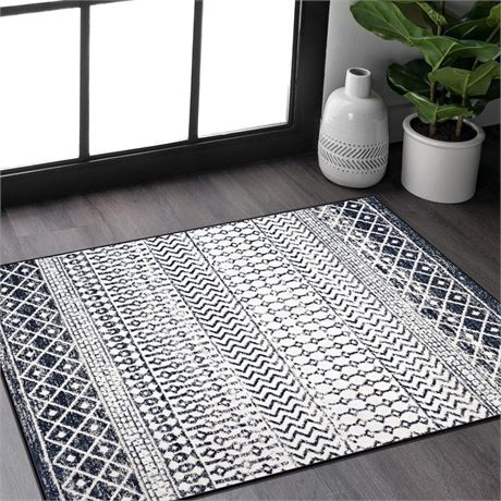 Boho Moroccan Entryway Rug, 2x3 Small Washable Entry Rug Indoor Non-Slip Door