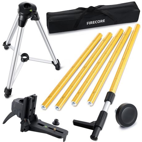 Firecore 12 Ft./3.7M Professional Laser Level Pole with Tripod and 1/4-Inch by