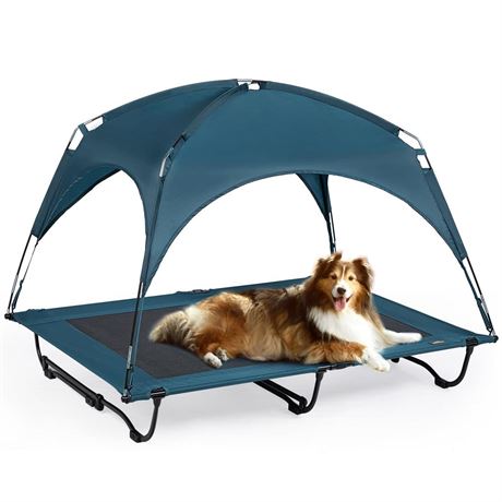 42 Inch Elevated Cooling Large Dog Bed with Removable Canopy, Raised Dog Beds