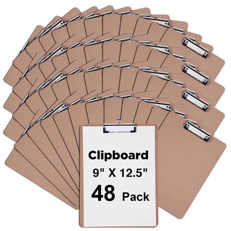 Clipboards Bulk, Woswel Hardboard Office Clipboards 48 Pack,9 X 12.5 Inch