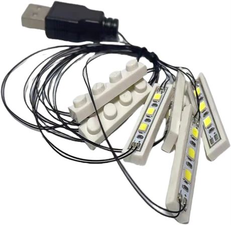 LED Brick Lighting Kit Compatible with Building Blocks, 6 Pcs 1x4 White/Warm