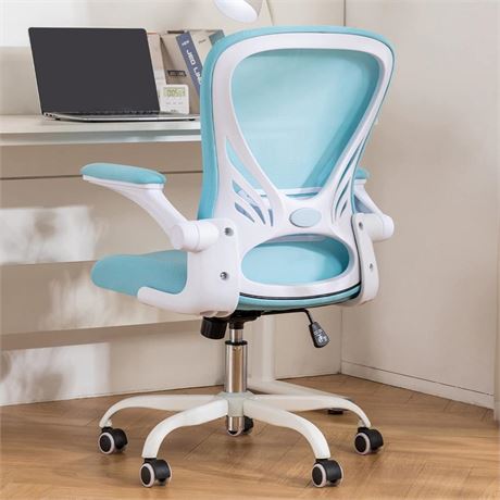 Desk Chair Mesh Office Chair with Flip-up Arms Mid Back Swivel Computer Chair