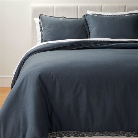 Lace Border Cotton Slub Comforter & Sham Set  - Threshold™ Designed with Studio
