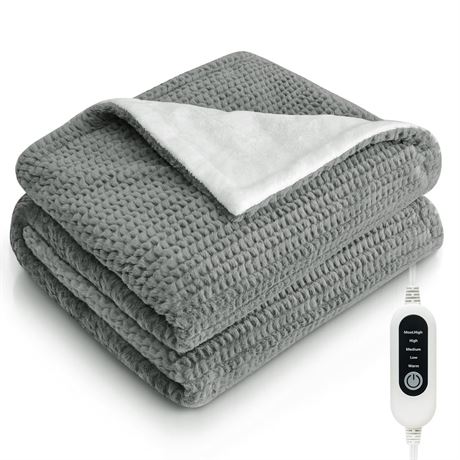 Heated Blanket Electric Throw Blanket with 5 Heat Settings, 10H Auto-Off,