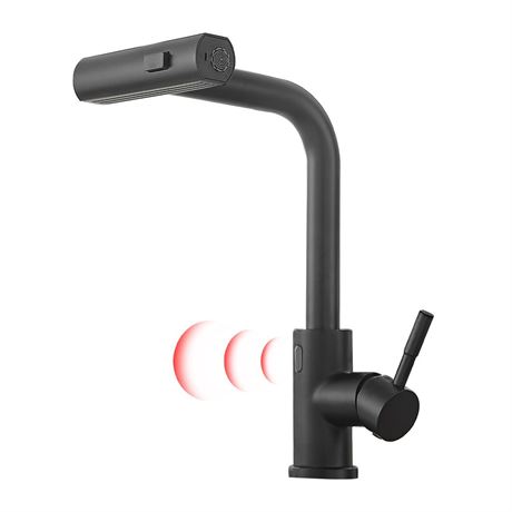 GIMILI Matte Black Touchless Kitchen Faucet with Pull Down Sprayer, 15” Hight