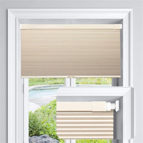 LazBlinds Cordless Cellular Shades, No Tools No Drill Blackout Honeycomb Shades