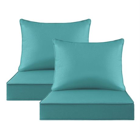 Outdoor Patio Chair Cushions Set, 24" x 24", Set of 2, Water-Repellent, Fade