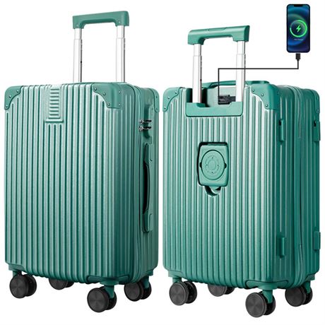 Carry On Luggage with Cup Holder and USB Charge Port,22x14x9 Airline Approved