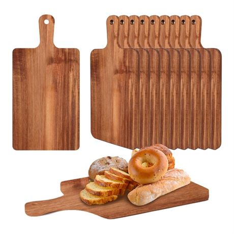 10 Pcs Wood Cutting Board with Handle 15.7x7.7 Inch Wooden Charcuterie Board