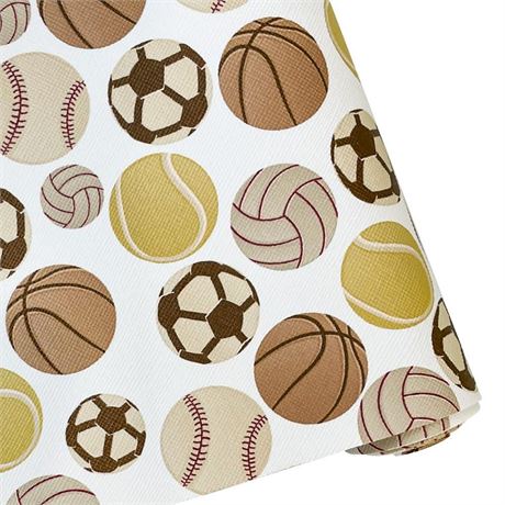 ONEART | Light Coloured Balls Printed Faux Leather 12"x 54" Sports Theme