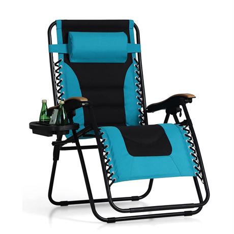 PHI VILLA XXL Oversized Padded Zero Gravity Chair, Foldable Patio Recliner, 30"