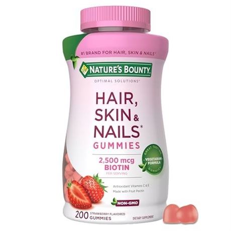 Nature's Bounty Optimal Solutions Hair, Skin and Nails Pectin Gummies, 2500 Mcg