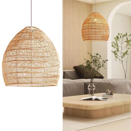 Rattan Pendant Lights, Natural Material Rattan Lamp, Round Ceiling Bamboo