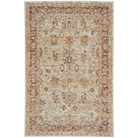 Nourison Petra Traditional Traditional Vintage Ivory 5'3" x 7'8" Area Rug, Easy