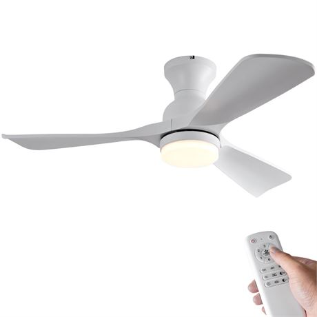 42 inch Flush Mount Ceiling Fans with Lights, Dimmable, Low Profile Ceiling Fan