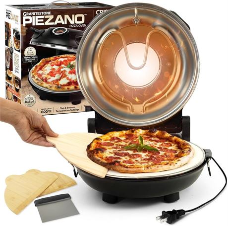 PIEZANO Crispy Crust Pizza Oven by Granitestone – Electric Pizza Oven Indoor