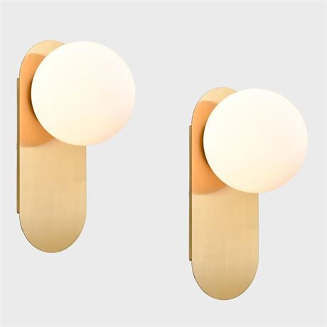 HOLKIRT Brass Wall Sconces Set of Two,Modern Wall Light,Globe Wall Sconce Wall