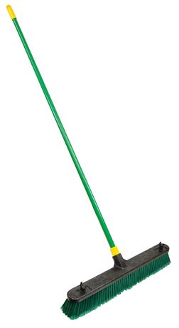 Quickie Bulldozer Multi-surface Push Broom 24 inch, Green, Indoor and Outdoor