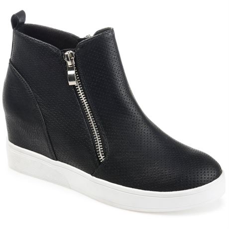 Journee Womens Pennelope Round Toe Double Zip Wedge Sneakers, Widths Available