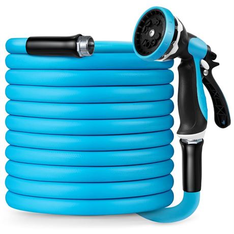 Garden Hose - Water Hose 50 ft with 10 Function Nozzles, with Swivel Grip