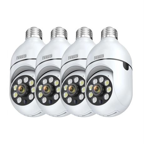EVERSECU 4pack 1080P Wireless Light Bulb Security Camera, 2.4g & 5g WiFi, Auto