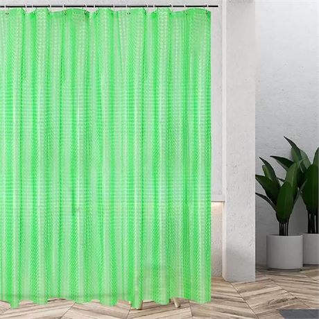 EVA Green Shower Curtain Liner,3D Water Cube 5G Shower Liners with 12 Rustproof