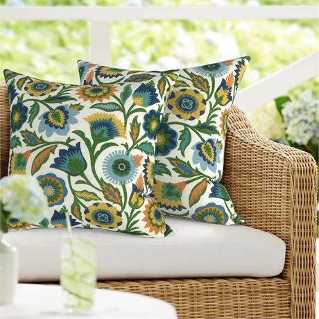 DYTXIII Pack of 2 Outdoor Waterproof Pillow Covers ONLY, 18"x18" Square