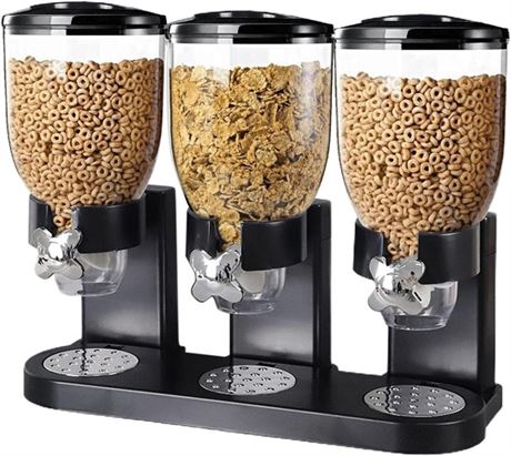 Triple Food Dispenser Cereal Containers Storage Container Dispenser Countertop