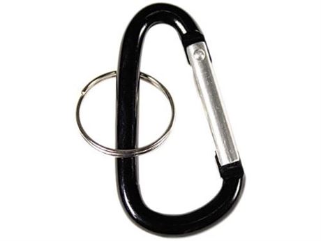 Advantus 75555 Carabiner Key Chains W/Split Key Rings, Aluminum, Black, 10/Pack