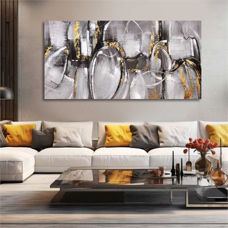 XIANSHOU Black and Grey Painting Pictures Abstract Wall Decor for Office 29"x