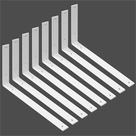 WINKER Shelf Bracket 8 Pack 14" Lx8 Hx1.5 W 5mm Thick Heavy Duty White 14 Inch