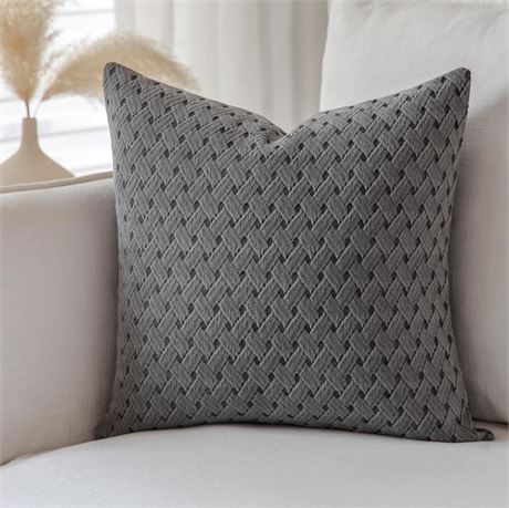 18x18 Pillow Covers 100% Cotton Gray Pillow Covers Decorative Neutral Pillow