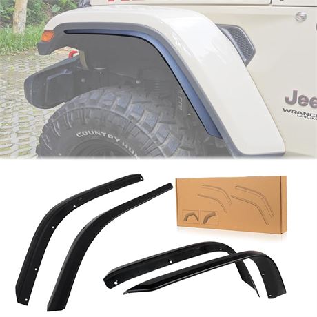 Front & Rear Fender Flares Compatible with 2018-2023 Jeep Wrangler JL & JLU