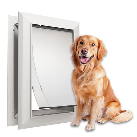 Aluminum Large Dog Door for Exterior Doors, Not for Wall, Cutout Size 12.2''W x