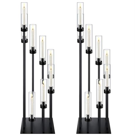 Layhit 2 Pack Black Floor Candelabra Centerpieces 42.13" Tall 8 Arms Floor