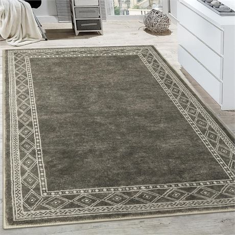 Lahome Modern Bordered Area Rug 5x7, Non Slip Living Room Rugs Ultra-Thin Soft