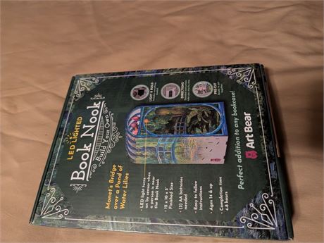 Art Bear LED Lighted Book Nook Monet's Bridge Over a Pond of Water Lilies Build